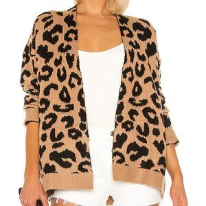 superdown // Draya Leopard Open Front Knit Cardigan S
